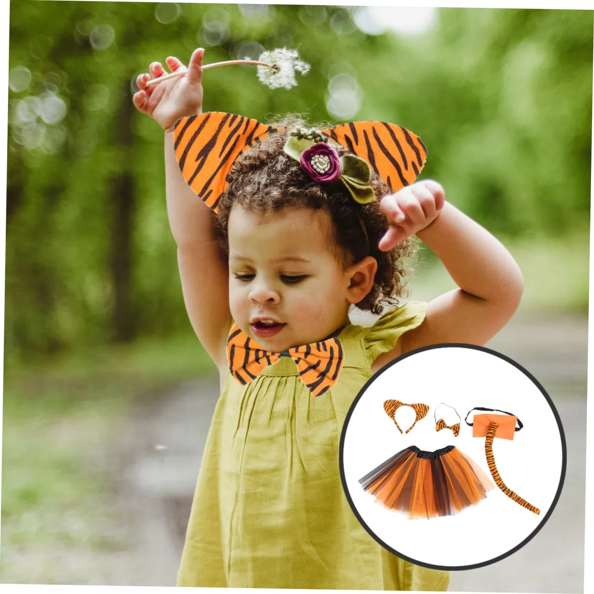 TOYANDONA 5 Zestawów Nakrycia Głowy Tygrysa Spódnica Tygrysa Halloween Cosplay Rekwizyty Tygrysa Cosplay Zwierzęcy Kostium Dekoracja Kostiumu Zwierzęcego Akcesoria Do Kostiumów O Tematyce