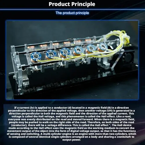 Model silnika elektromagnetycznego z konstrukcją LED, silnik cewki w kształcie litery V, podświetlany wyświetlacz pola magnetycznego i elektrycznego