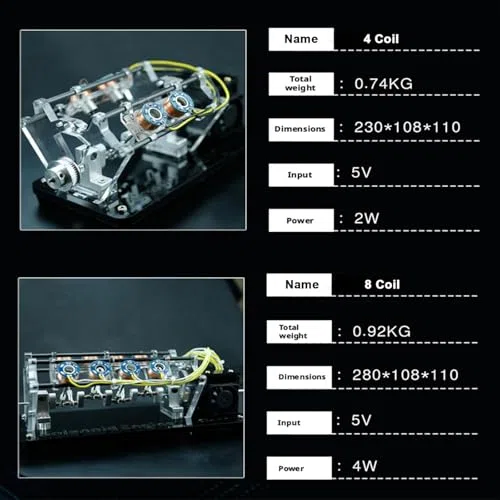 Model silnika elektromagnetycznego z konstrukcją LED, silnik cewki w kształcie litery V, podświetlany wyświetlacz pola magnetycznego i elektrycznego
