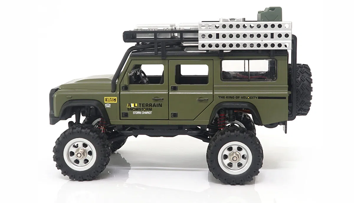 Amewi D90X28 metalowa skala szczotkowana 1:28 RC model samochodu elektryczny Crawler napęd na wszystkie koła (4WD) RTR 2,4 GHz, zielony