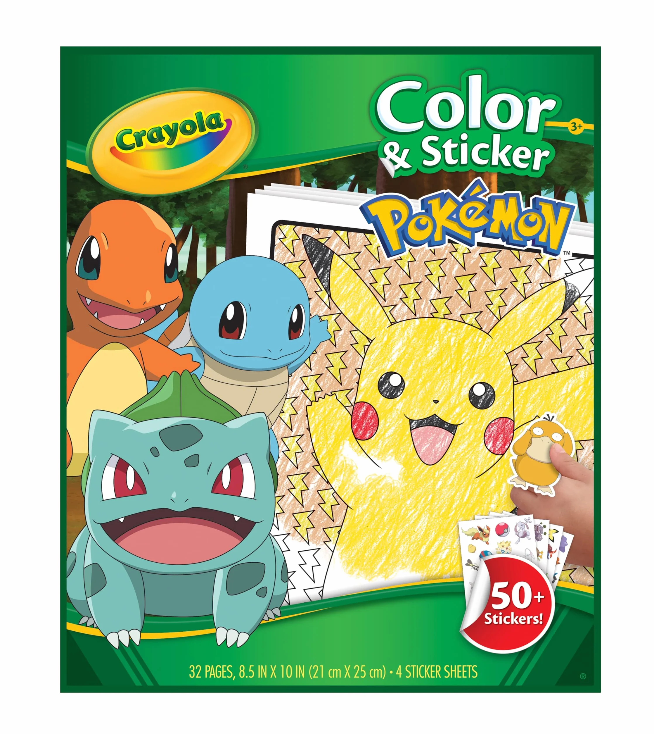 CRAYOLA Album do kolorowania z naklejką Pokemon, 32 zabawne strony i 4 arkusze naklejek w zestawie