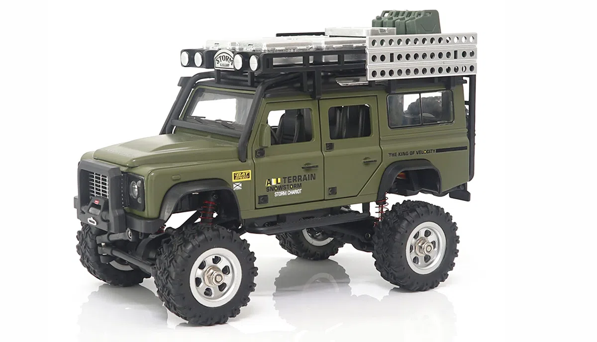 Amewi D90X28 metalowa skala szczotkowana 1:28 RC model samochodu elektryczny Crawler napęd na wszystkie koła (4WD) RTR 2,4 GHz, zielony