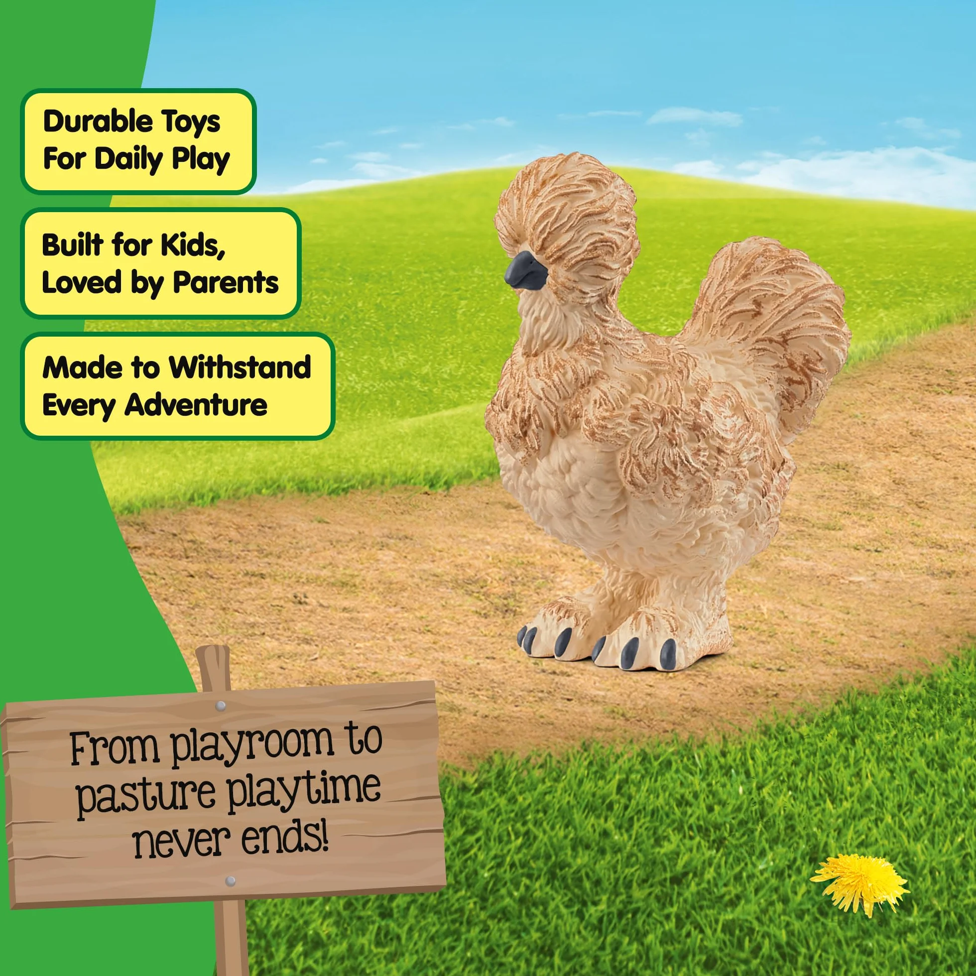 schleich FARM WORLD | Kurka jedwabista 14891 | realistyczna figurka z farmy | szczegółowe odwzorowanie zwierząt | prezent dla chłopców i dziewczynek | zabawka dla dzieci od 3 lat | 4 x 2 x 4 cm