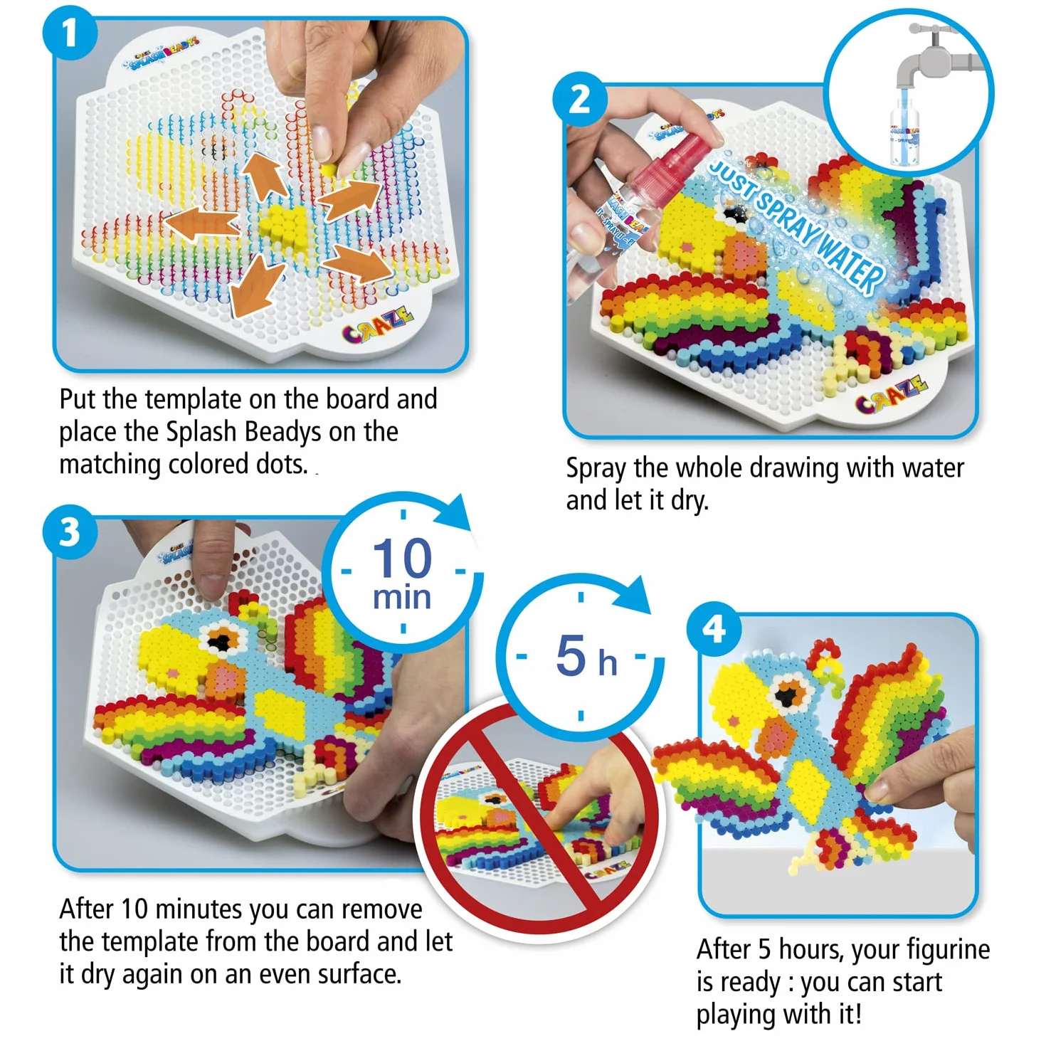 Craze Splash Beadys perły wodne, różne kształty, kolorowe perły wodne, rzemiosło dziecięce, nie wymaga prasowania, różne wzory (opakowanie może się różnić)