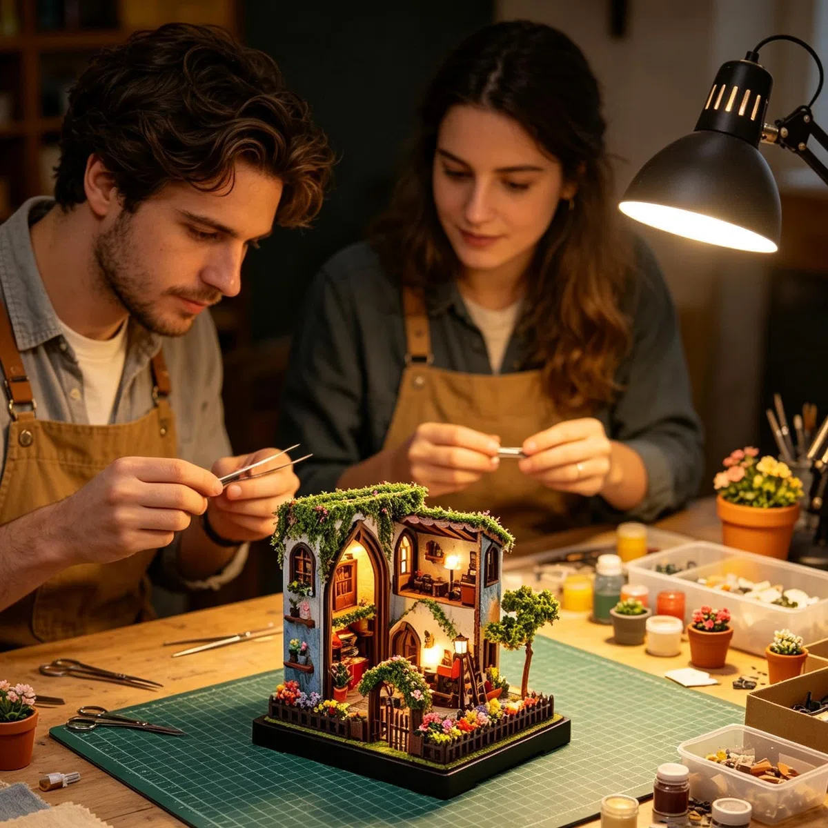 Miniaturowy zestaw do montażu dla dorosłych, ciepłe światło, realistyczny