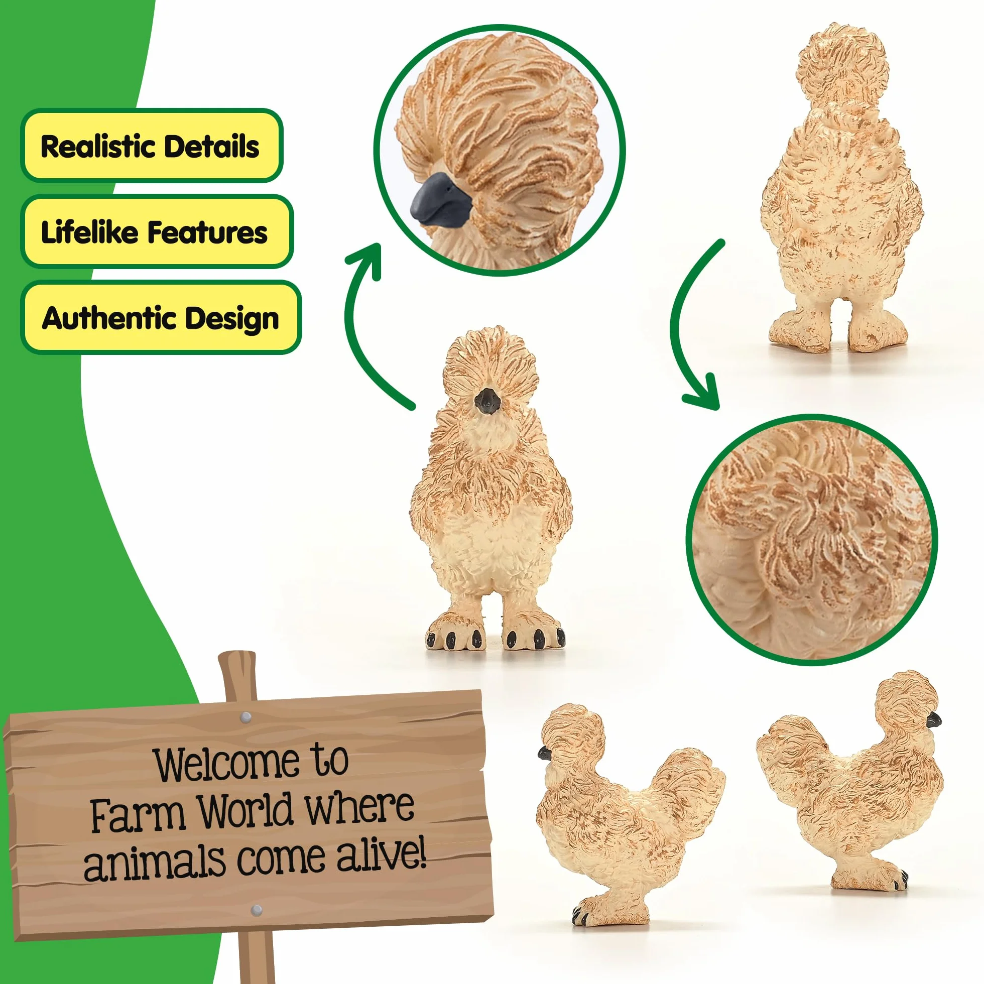 schleich FARM WORLD | Kurka jedwabista 14891 | realistyczna figurka z farmy | szczegółowe odwzorowanie zwierząt | prezent dla chłopców i dziewczynek | zabawka dla dzieci od 3 lat | 4 x 2 x 4 cm