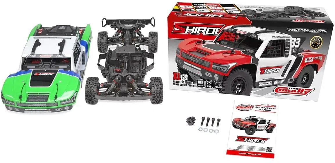 Corally Team SHIROI XP 6S, 1:8 RC Short Course Truck, 100 km/h, 6S-Power, aluminiowa obudowa 6061-T6, z pilotem zdalnego sterowania 2,4 GHz