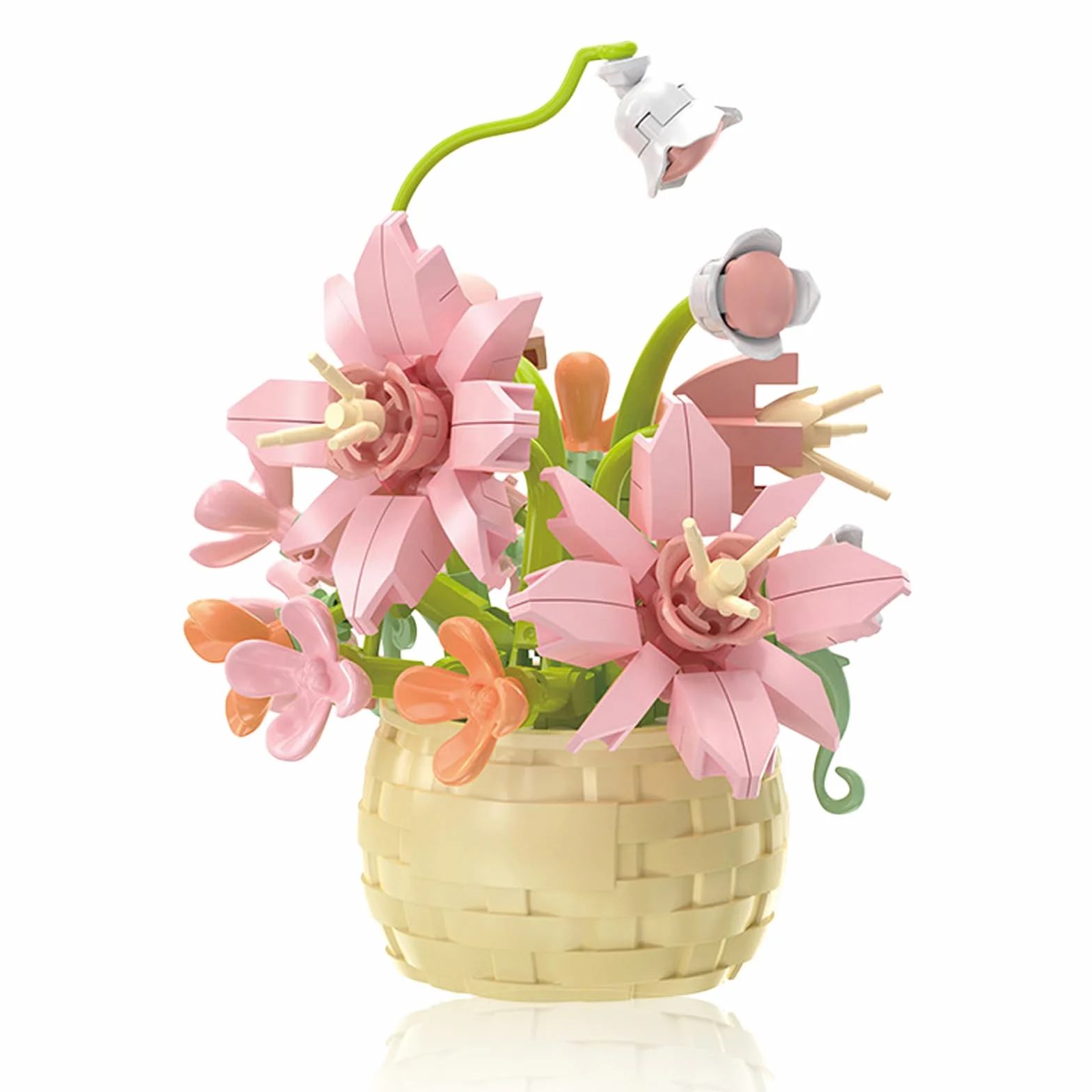Zestaw mini klocków kwiatowych, zabawka klocków kwiatowych, zabawka rośliny i sukulenty, doniczka z klocków, kolekcja botaniczna, prezent urodzinowy (perfumowana lilia, 155 szt.)