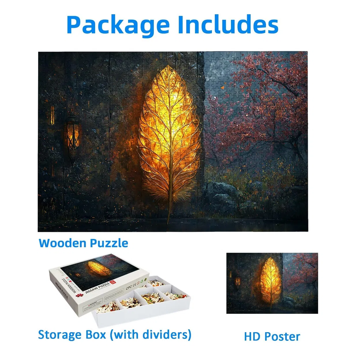 Puzzle 1000 sztuk dla dorosłych, pióro puzzle 1000 sztuk, retro puzzle dla dorosłych z pudełkiem, wymiary: 75 x 50 cm, drewniane puzzle dla całej rodziny, dekoracja domu, prezent dla kobiet, -2629