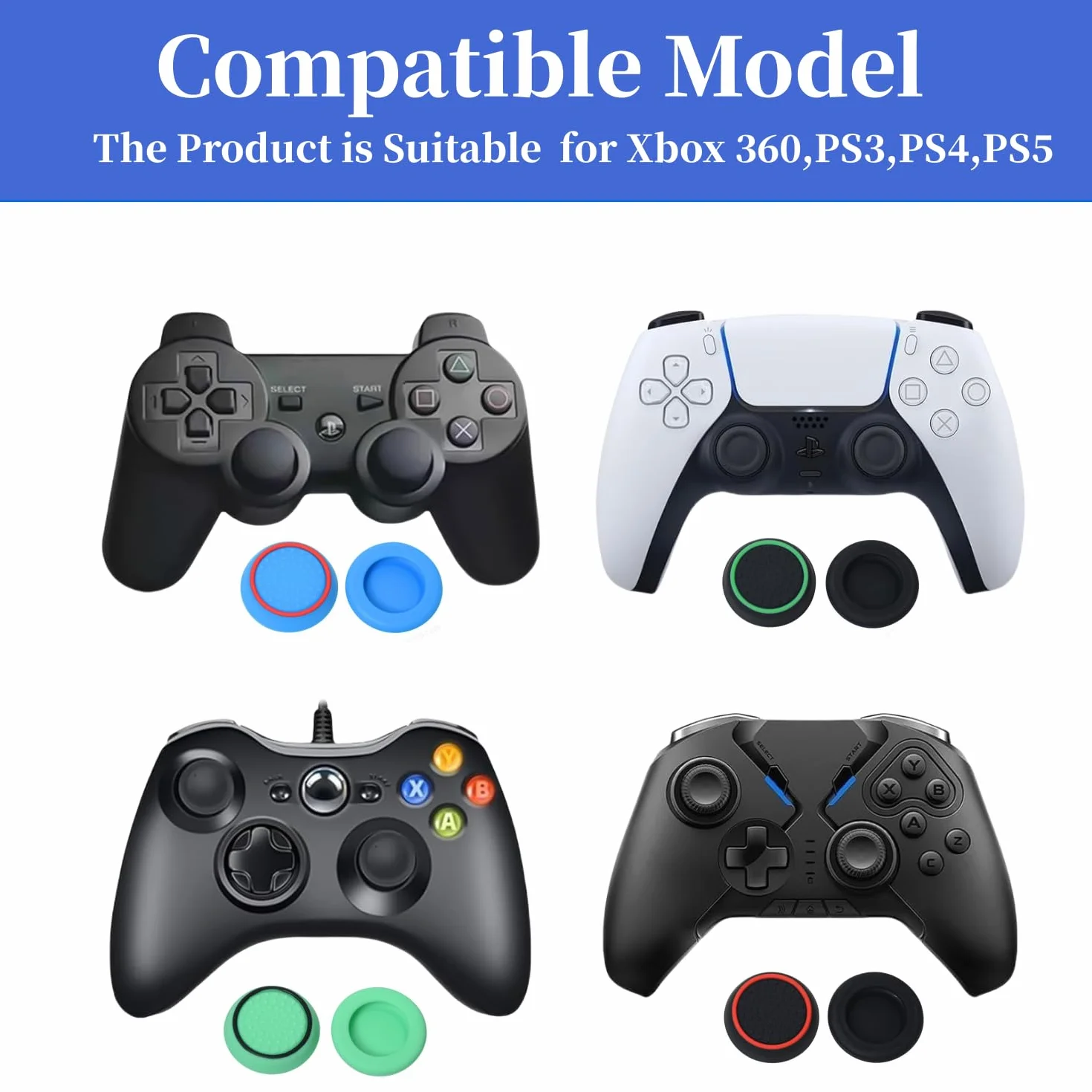 20 sztuk nasadek joysticka na kciuki do kontrolera PS5, akcesoria silikonowe, nakładki ochronne na joystick do konsoli Xbox One, nakładki ochronne na joystick, nakładki ochronne na joysticki
