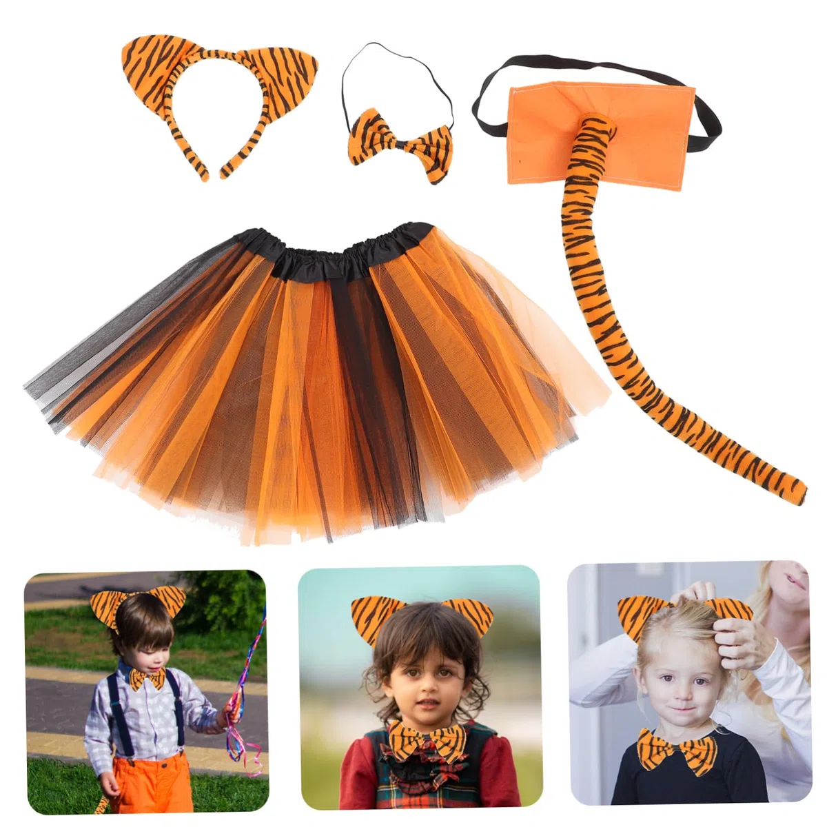 TOYANDONA 5 Zestawów Nakrycia Głowy Tygrysa Spódnica Tygrysa Halloween Cosplay Rekwizyty Tygrysa Cosplay Zwierzęcy Kostium Dekoracja Kostiumu Zwierzęcego Akcesoria Do Kostiumów O Tematyce