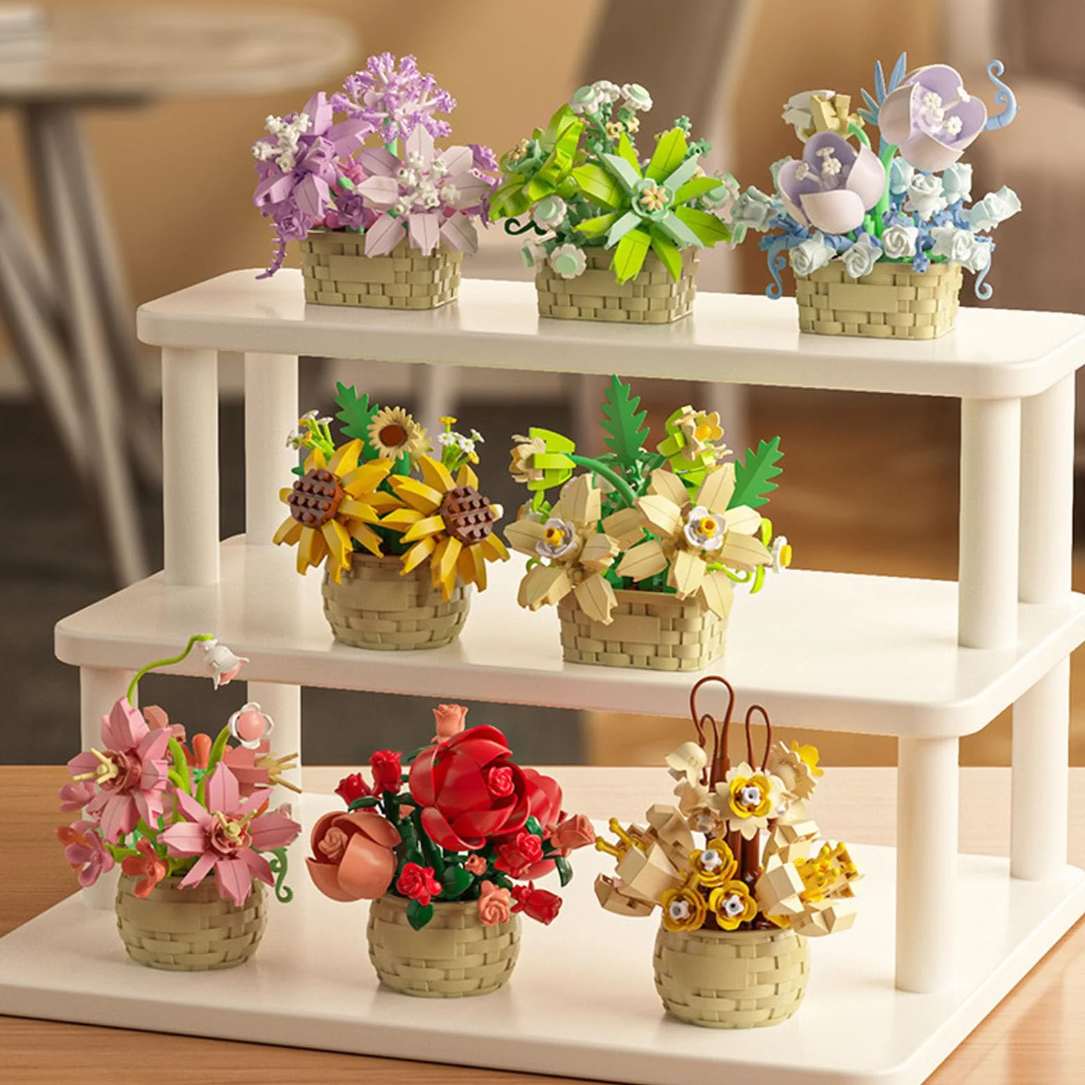 Zestaw mini klocków kwiatowych, zabawka klocków kwiatowych, zabawka rośliny i sukulenty, doniczka z klocków, kolekcja botaniczna, prezent urodzinowy (perfumowana lilia, 155 szt.)