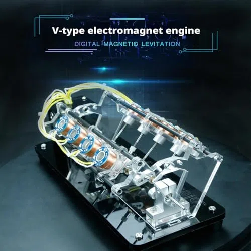 Model silnika elektromagnetycznego z konstrukcją LED, silnik cewki w kształcie litery V, podświetlany wyświetlacz pola magnetycznego i elektrycznego