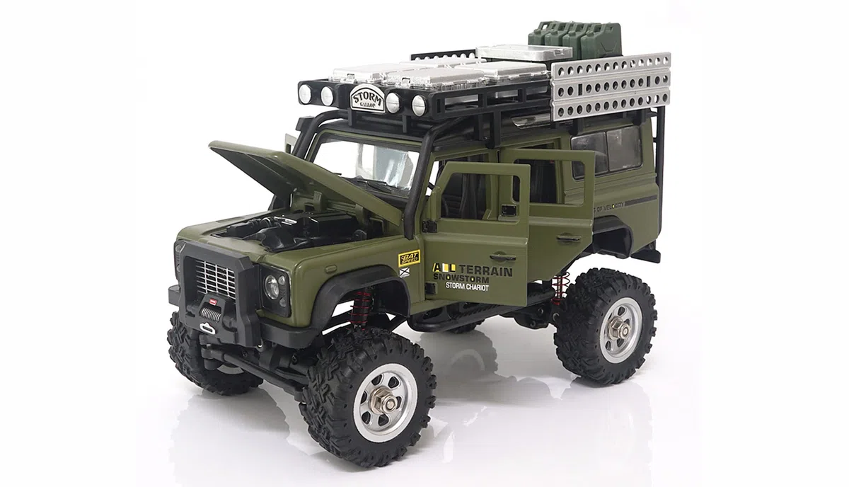 Amewi D90X28 metalowa skala szczotkowana 1:28 RC model samochodu elektryczny Crawler napęd na wszystkie koła (4WD) RTR 2,4 GHz, zielony